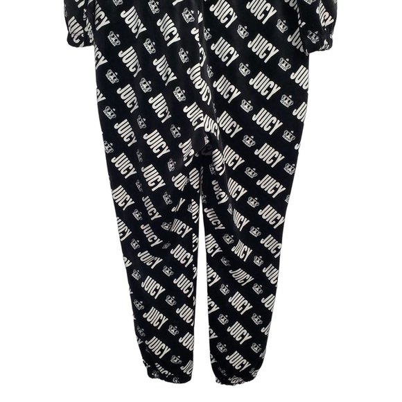 Juicy Couture Size L Jumpsuit Hoodie Velour Jogger Zip Up Pockets Logo Print Y2K - Picture 10 of 15